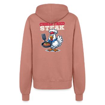 Fried Chicken Steak Cartoon - Women’s Hooded Jacket - dusky rose - Back - Maraike (178cm)
