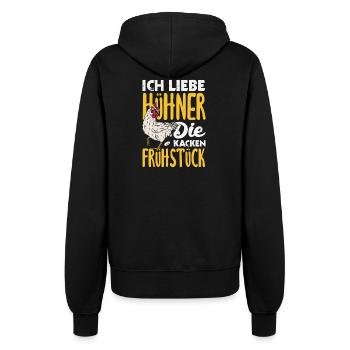 Ich liebe Hühner – die kacken Frühstück - Frauen Kapuzenjacke - Schwarz - Hinten - Maraike (178cm)