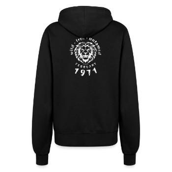 55. Geburtstag Wild, free & untamed since 02/1971 - Frauen Kapuzenjacke - Schwarz - Hinten - Maraike (178cm)