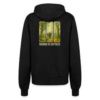Wandering Bison in the Forest - Women’s Hooded Jacket - black - Back - Maraike (178cm)