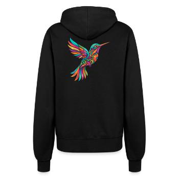 Mouse colorée de mosaïque d’oiseau Oiseau Tribal Motif d’Art Tribal - Veste à capuche Femme - noir - Dos - Maraike (178cm)