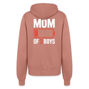 Mom of 3 Boys Battery Low - Women’s Hooded Jacket - dusky rose - Back - Maraike (178cm)