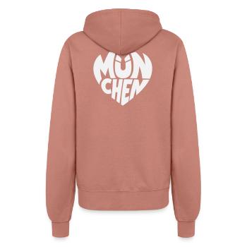 Munich Heart Logo Typography - Women’s Hooded Jacket - dusky rose - Back - Maraike (178cm)