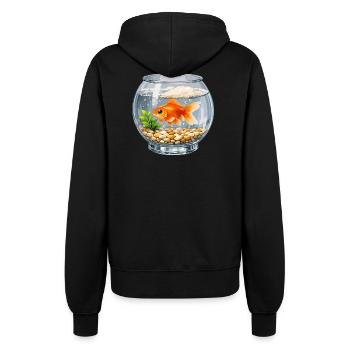 Goldfish in Glass Vase Art - Women’s Hooded Jacket - black - Back - Maraike (178cm)