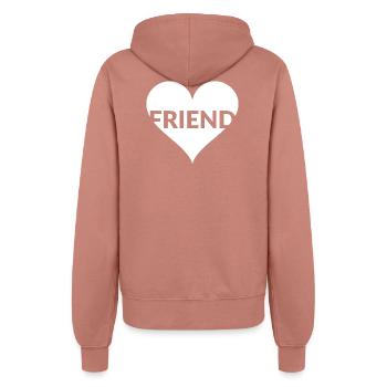 Herzfreund Typo-Herz - Frauen Kapuzenjacke - Altrosa - Hinten - Maraike (178cm)