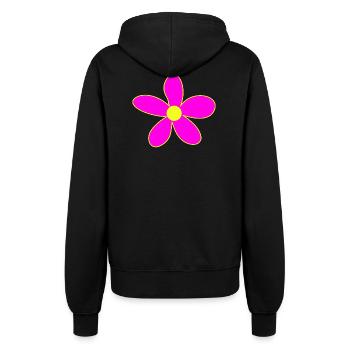 Neonpink Blütenzauber Gelbe Mitte - Frauen Kapuzenjacke - Schwarz - Hinten - Maraike (178cm)