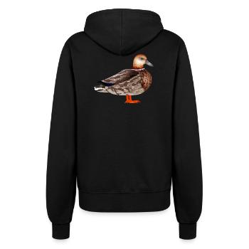 drawn female duck colored & collaged - Women’s Hooded Jacket - black - Back - Maraike (178cm)