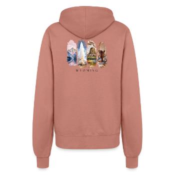 Wyoming USA Reise – Natur, Abenteuer, Yellowstone - Frauen Kapuzenjacke - Altrosa - Hinten - Maraike (178cm)