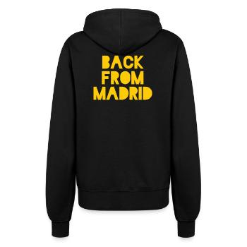 Ausdrucksstarke Madrid-Illustration auf Kleidung - Frauen Kapuzenjacke - Schwarz - Hinten - Maraike (178cm)