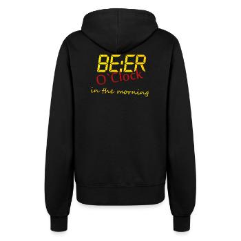 Beer O’Clock Morning  - Frauen Kapuzenjacke - Schwarz - Hinten - Maraike (178cm)