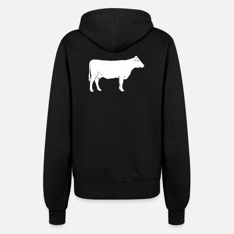 Cow Cattle Farm Farmer Vector - Women’s Hooded Jacket - black