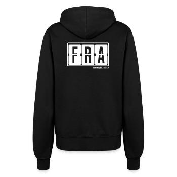 Frankfurt FRA, City Souvenir T-shirt, Tasse,  Bag - Frauen Kapuzenjacke - Schwarz - Hinten - Maraike (178cm)