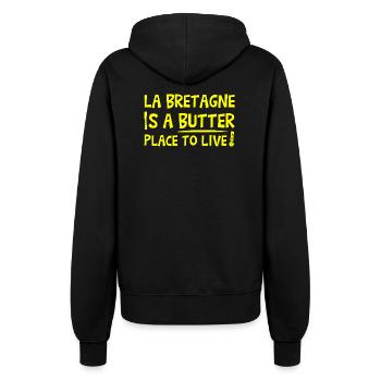 LA BRETAGNE IS A BUTTER PLACE TO LIVE ! - Veste à capuche Femme - noir - Dos - Maraike (178cm)