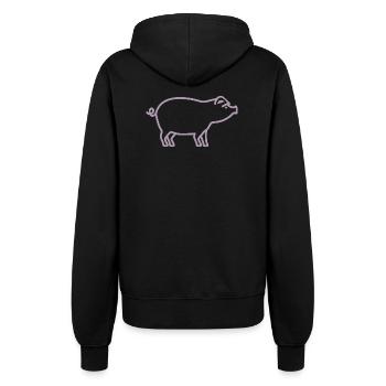Cute Pig Silhouette Minimalist Farm - Women’s Hooded Jacket - black - Back - Maraike (178cm)