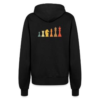 Schach Evolution Vintage Retro - Frauen Kapuzenjacke - Schwarz - Hinten - Maraike (178cm)