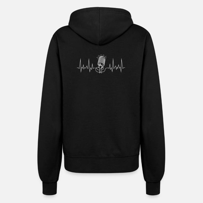 wave line microphone white - Women’s Hooded Jacket - black