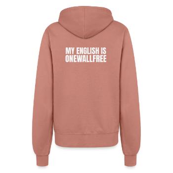 My english is onewallfree Denglish - Women’s Hooded Jacket - dusky rose - Back - Maraike (178cm)