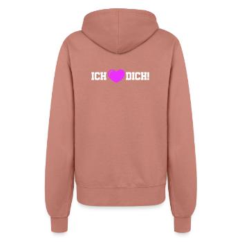 Ich Liebe Dich Herz - Frauen Kapuzenjacke - Altrosa - Hinten - Maraike (178cm)