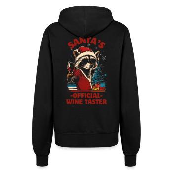 Wine Christmas Funny Saying Raccoon - Women’s Hooded Jacket - black - Back - Maraike (178cm)