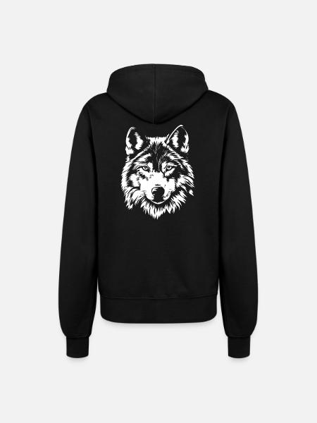 Wolf Gesicht - Frauen Kapuzenjacke - Schwarz