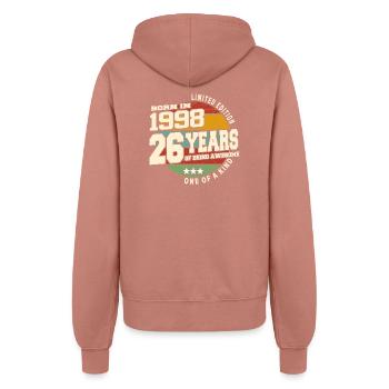 1998 Vintage Retro Classic 26 Years - Women’s Hooded Jacket - dusky rose - Back - Maraike (178cm)
