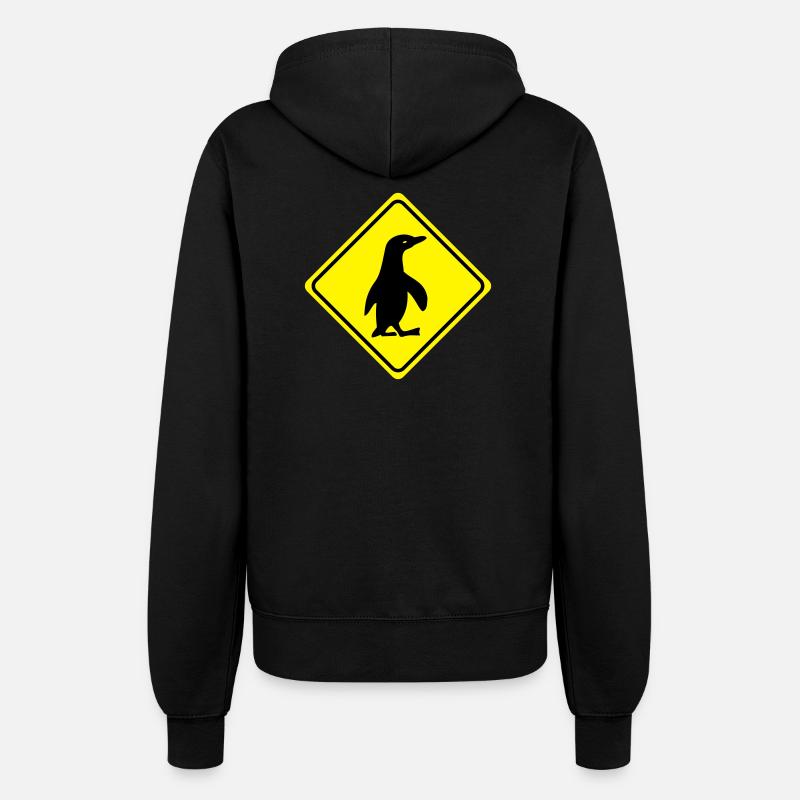 Warning - Penguin - 2 Color Vector - Women’s Hooded Jacket - black