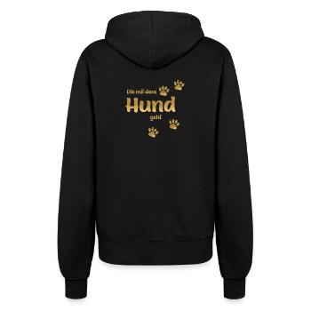 DIE MIT DEM HUND GEHT GOLD EDITION - Frauen Kapuzenjacke - Schwarz - Hinten - Maraike (178cm)