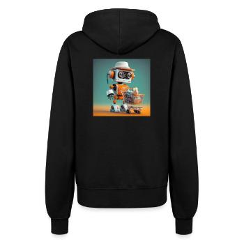 mignon petit robot vintage futuriste orange - Veste à capuche Femme - noir - Dos - Maraike (178cm)