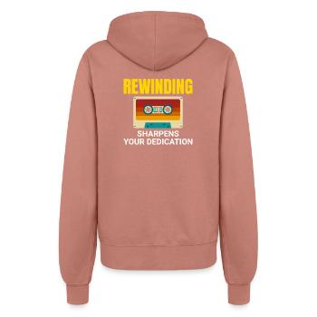 Cassette Tape Rewinding 80s Nostalgia Retro 1980s - Women’s Hooded Jacket - dusky rose - Back - Maraike (178cm)