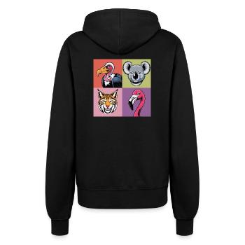 Pop-art Koala Luchs Geier Flamingo bunt Smile - Frauen Kapuzenjacke - Schwarz - Hinten - Maraike (178cm)