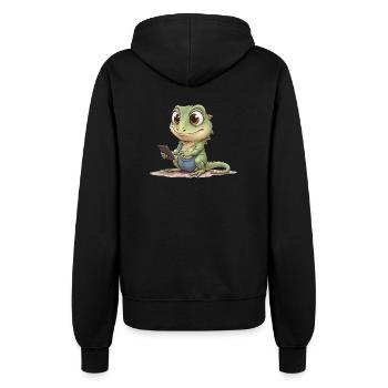Bébé lézard avec téléphone portable - Veste à capuche Femme - noir - Dos - Maraike (178cm)