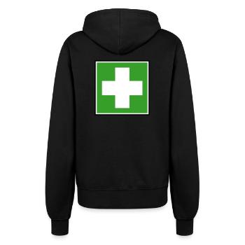 Erste-Hilfe-Kreuz - Frauen Kapuzenjacke - Schwarz - Hinten - Maraike (178cm)