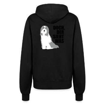 Bearded Collie - Frauen Kapuzenjacke - Schwarz - Hinten - Maraike (178cm)