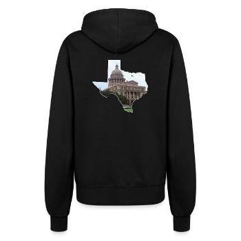 Texas State Capitol in der Texas State Landkarte - Frauen Kapuzenjacke - Schwarz - Hinten - Maraike (178cm)