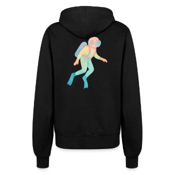 Vintage Aquarell Tiefseetaucher - Frauen Kapuzenjacke - Schwarz - Hinten - Maraike (178cm)
