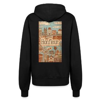 Honfleur Vintage Hafen Skizze Frankreich - Frauen Kapuzenjacke - Schwarz - Hinten - Maraike (178cm)