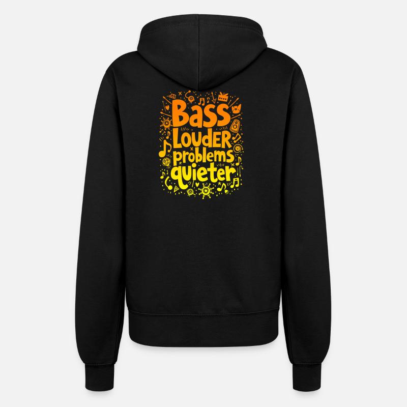 BASS LOUDER, PROBLEMS QUIETER, MUSIC - Women’s Hooded Jacket - black