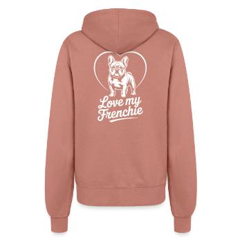 Love My Frenchie Heart Bulldog - Veste à capuche Femme - rose poudré - Dos - Maraike (178cm)