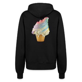 Regenbogen-Eiscreme Wellen - Frauen Kapuzenjacke - Schwarz - Hinten - Maraike (178cm)