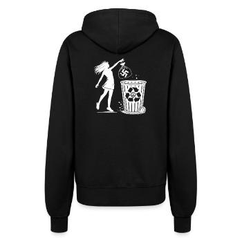 gegen nazis - Gegen Rechts - fck nzs - Frauen Kapuzenjacke - Schwarz - Hinten - Maraike (178cm)