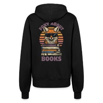 Fuchs mit Sonnenbrille und Bücher - Frauen Kapuzenjacke - Schwarz - Hinten - Maraike (178cm)
