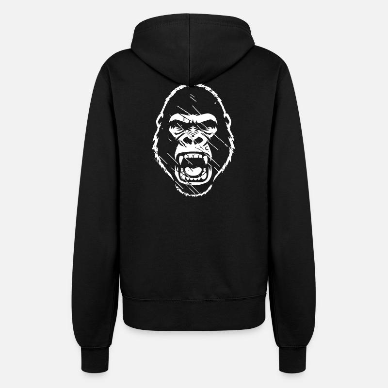 wuetender-gorilla-stencil-grunge-vector_path130 - Frauen Kapuzenjacke - Schwarz