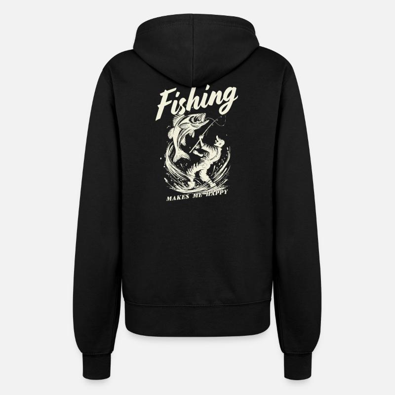 Fishing makes me happy - Women’s Hooded Jacket - black