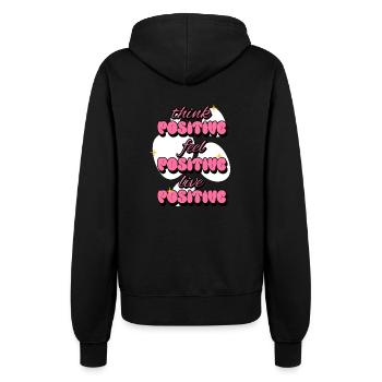Think Positive Feel Live Positive Affirmations - Women’s Hooded Jacket - black - Back - Maraike (178cm)