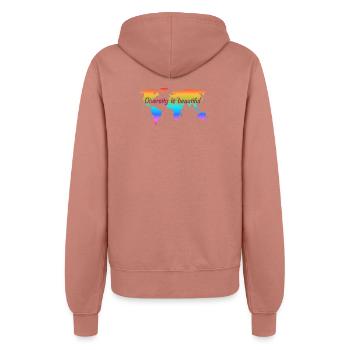 Diversity is beautiful. Gleiche Rechte für alle. - Frauen Kapuzenjacke - Altrosa - Hinten - Maraike (178cm)