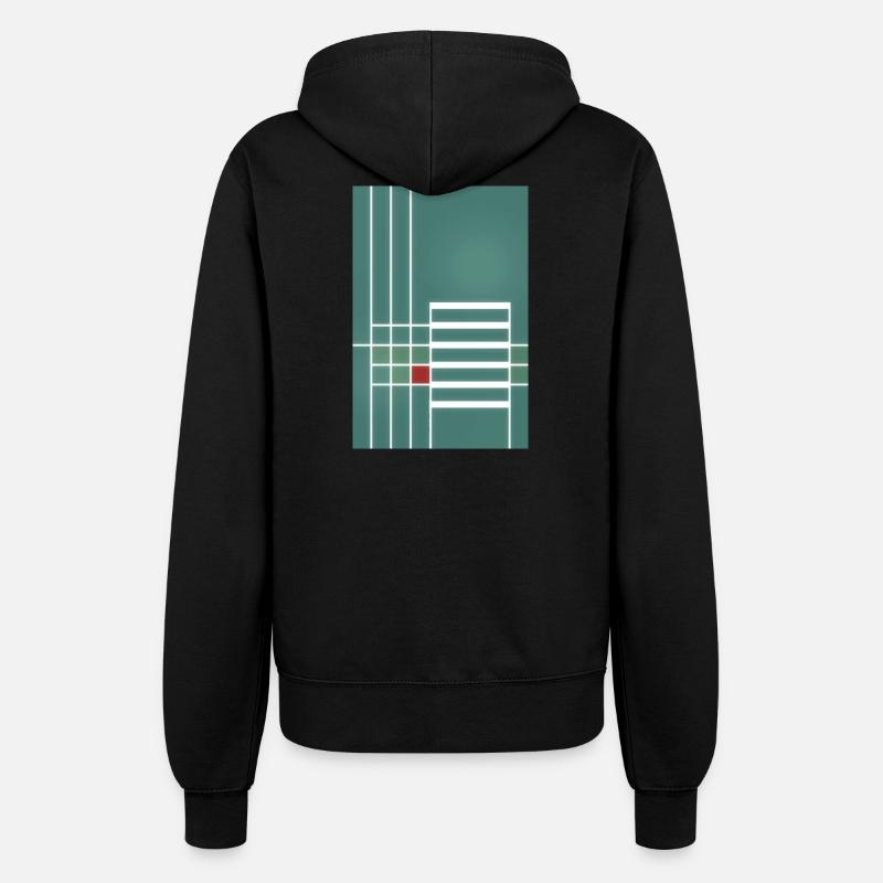 graphic line pattern in Bauhaus style - Women’s Hooded Jacket - black
