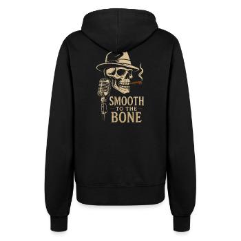 GESCHMEIDIG BIS AUF DIE KNOCHEN: Skull Jazz Blues, Hut & C - Frauen Kapuzenjacke - Schwarz - Hinten - Maraike (178cm)