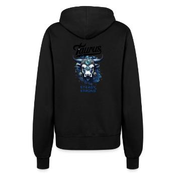 Taurus Cosmic Zodiac Sign - Women’s Hooded Jacket - black - Back - Maraike (178cm)