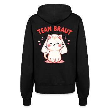 Team Braut JGA Outfit Katze Hochzeit Crew - Frauen Kapuzenjacke - Schwarz - Hinten - Maraike (178cm)