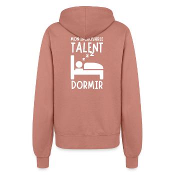 Humour Talent Dormir Sieste Cadeau Dormeur - Veste à capuche Femme - rose poudré - Dos - Maraike (178cm)